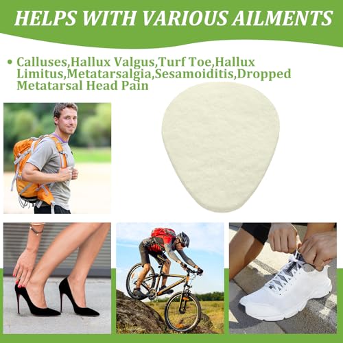 Image of Cutecrop 72 Pack Metatarsal Foot Pads 0.25 Inch Thick Ball of Foot Cushions Adhesive Metatarsal Soft Felt Pads for Women and Men Forefoot Support Pain Relief(Creamy White)
