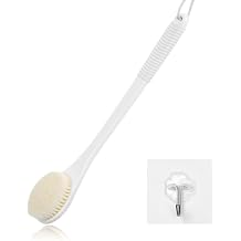 17-Inch Back Scrubber for Shower, Anti-Slip Exfoliating Body Brush for Bath, Gentle Back Brush for Shower for Men, and Women, Cleaning Skin for Smooth, Glowing Skin White