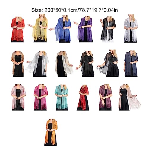 XUSIJAKQ1 Echarpe Sexy Brilhante Feminino Cachecóis Ocos de Renda com Borla e Lenços Amigáveis ​​à P