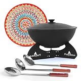 ZARENHOFF Kazan Gusseisen Kasan12 L Lagan 37 cm Schaumlöffel flacher Boden