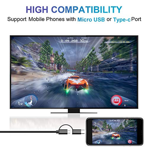 Weton 2-In-1 Usb Type C Micro Usb To Hdmi Cable, Mhl To Tv Hdmi Adapter 1080P Hd Hdtv Mirroring & Charging Cable, Digital Av Video Adapter For Android Smartphone To Tv Projector Monitor 6.6Ft #TOP3