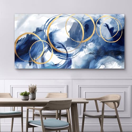 AJAZIKO Abstract Wall Art Blue Modern Art Wall Decor Artwork