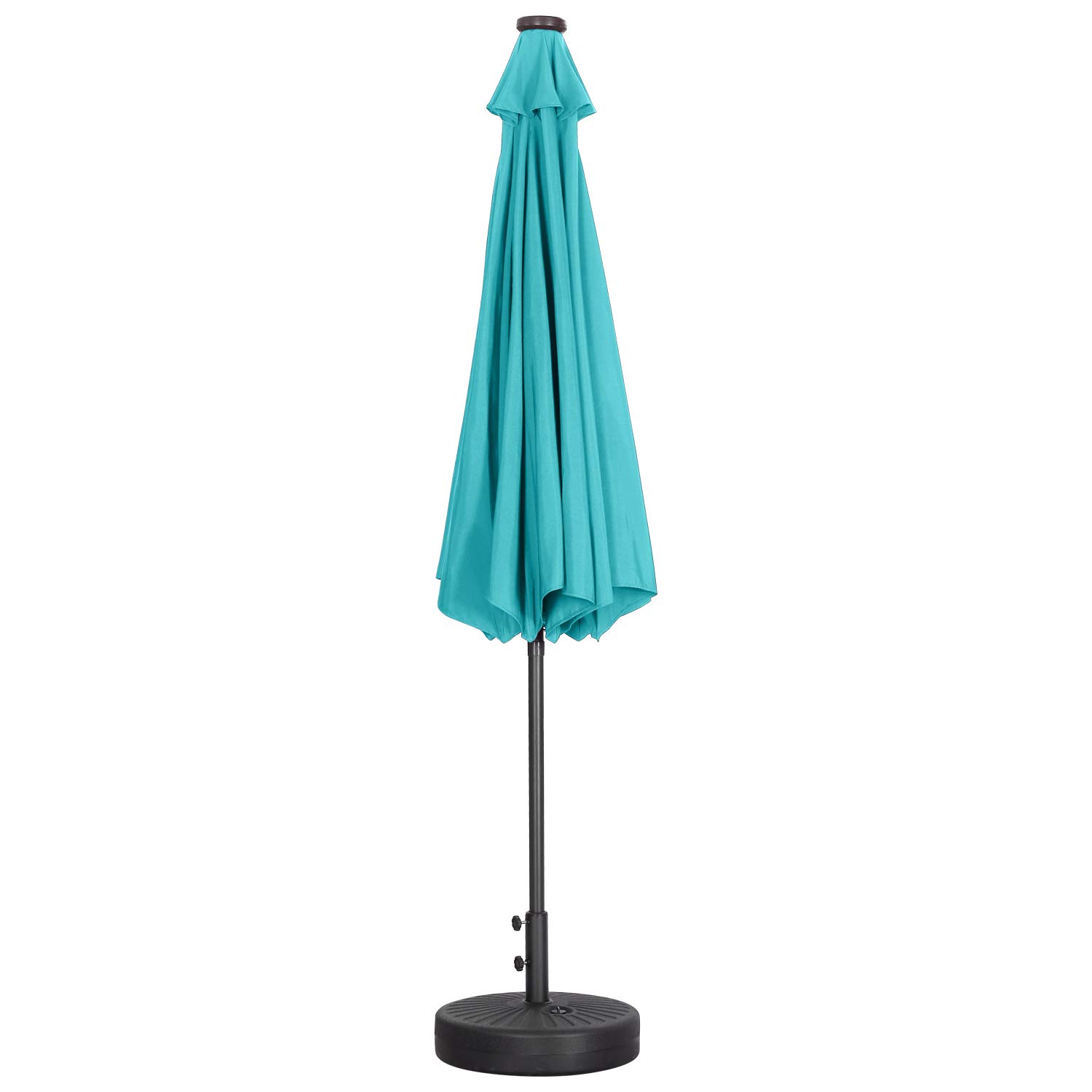 black and tan and white striped patio umbrella allen + roth 9-ft Aluminum Black Auto-tilt Market Patio Umbrella  USA38A278ZT-LS-C at Lowes.com