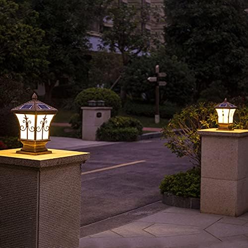 Miniatura 3 de CraftThink - Farol solar LED para exteriores de metal estilo vintage LED iluminación exterior en bronce para jardín patio poste de poste de pilar