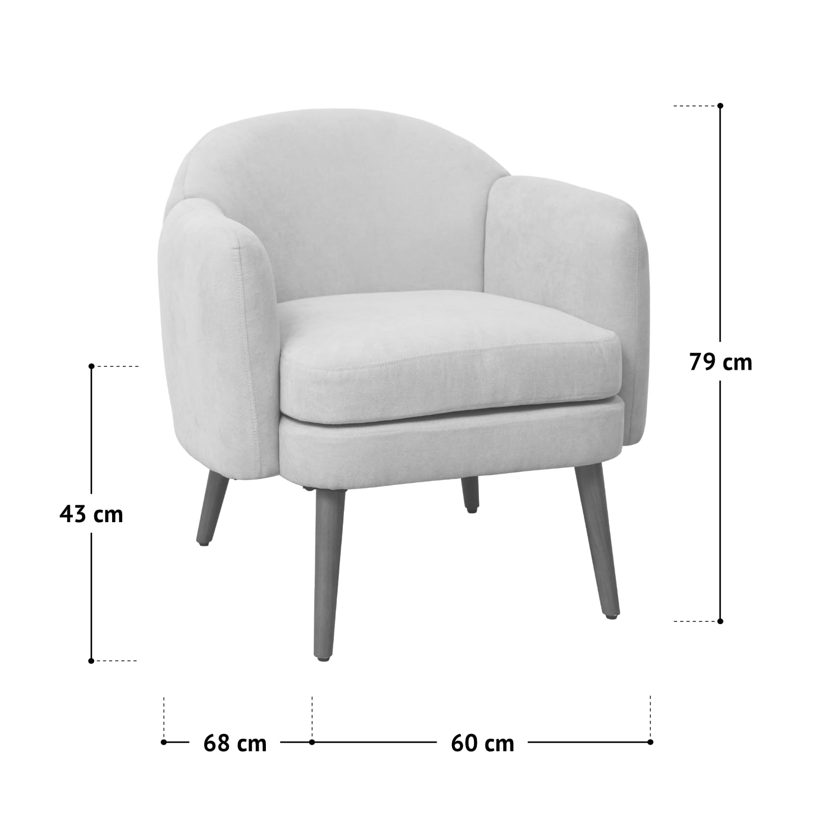 SVITA Josie Loungestoel, gestoffeerd, voor binnen, gestoffeerd, met armleuningen, metalen frame, stoffen bekleding, enkele bank, modern, bruin