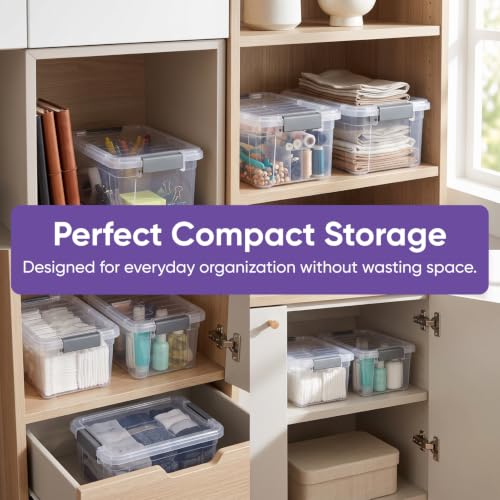 Image of Superio Clear Storage Boxes with Lids, 3.5 Quart Plastic Container Bins for Organizing, Stackable Crates, BPA Free, Non Toxic, Odor Free, Organizers for Home, Office and Dorm, 5 Pack