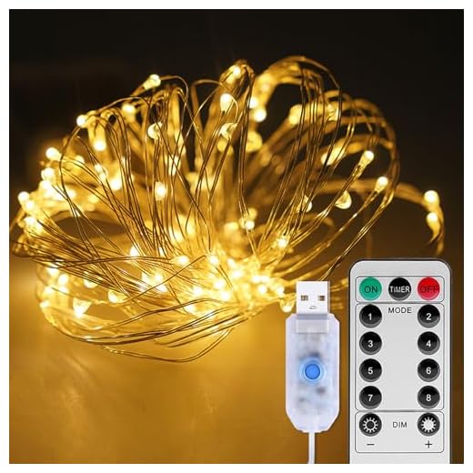 ILantule Guirlande Lumineuse 10M,100 LED USB Noël Fairy Lights IP65 Etanche Lumière 8 Modes Décoration Intérieur/Extérieur/Noël Avec Télécommande