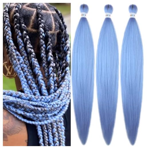 Baby Blue Braiding Hair Pre Stretched Kanekalon Prestretched Braiding Hair