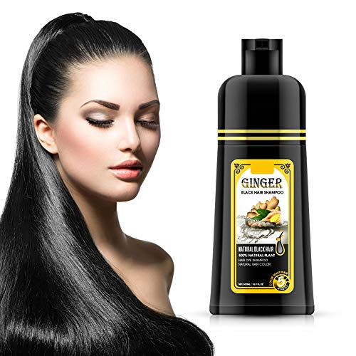 Ginger Black Hair Shampoo,Hair Color Dye Semi Permanent Shampoo,Instanty Black Hair Color Matter Agent Last 30 Days,5 Minutes Finsh 500Ml.(Ginger Fragrance) #TOP2