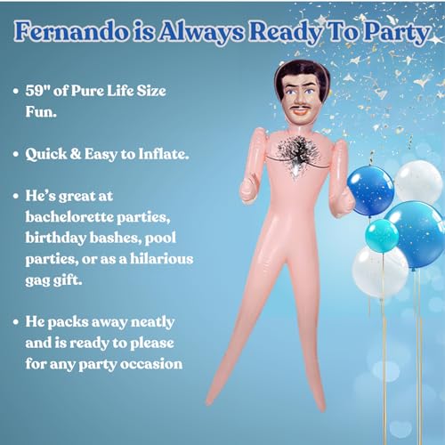 merrimix | 59″ Blow Up Inflatable Doll Gag Gifts for Men Women Bachelor Bachelorette Party Favors and Decorations | Funny Surprise Gift for Adults (No Gift Packaging)