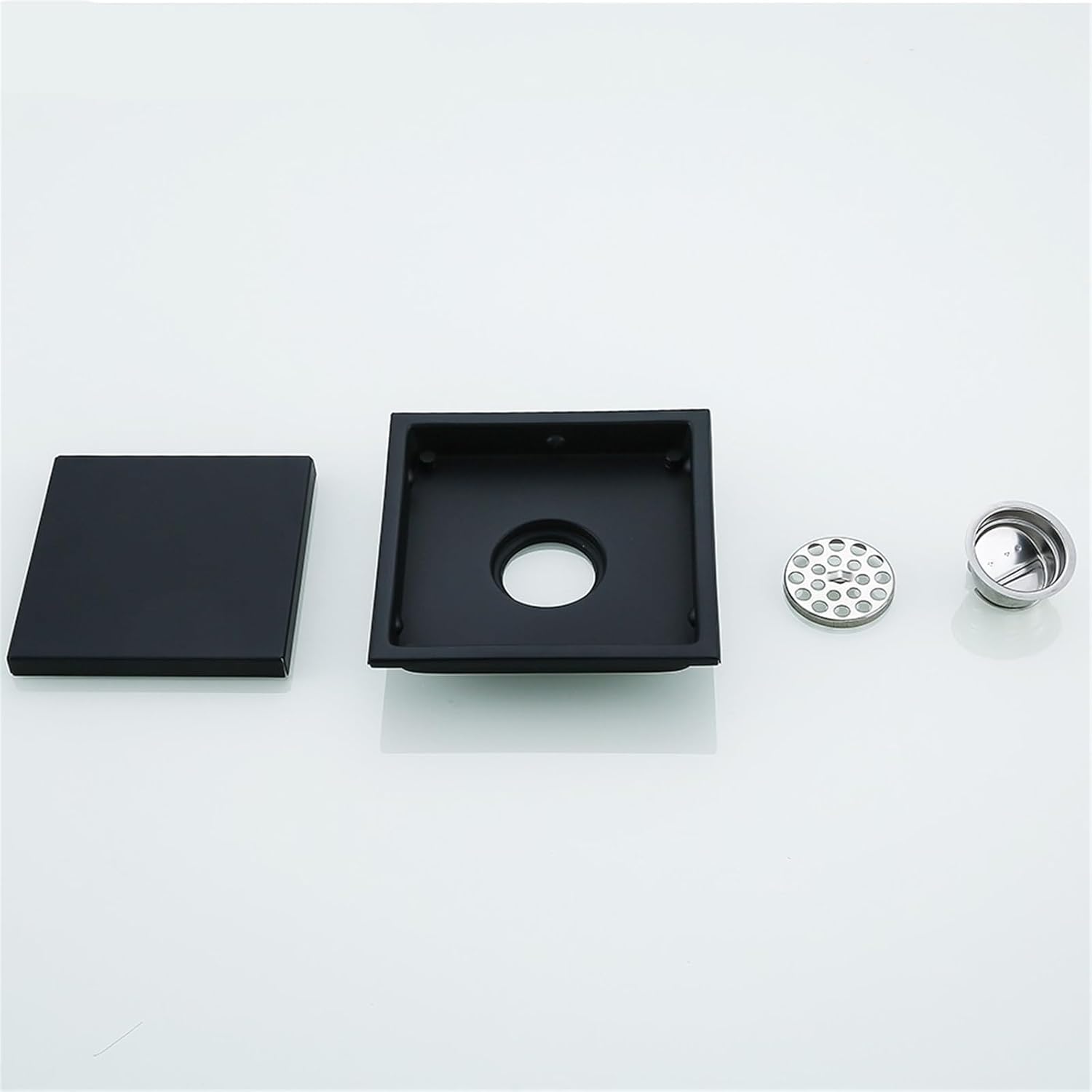 Invisible Floor Drain 304 Stainless Steel Square Bathroom Washroom Drainage Grate Waste Drainer Floor Filler Black 1Pcs(11 Cm)