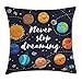 ABAKUHAUS Frase Funda para Almohada, Espacio Exterior Planetas Nebulosa Sistema Solar Luna Cometas Sol Cosmos Illustración, Con Cremallera Escondida Lavable Estampa Ambos Lados, 40 x 40 cm, Multicolor