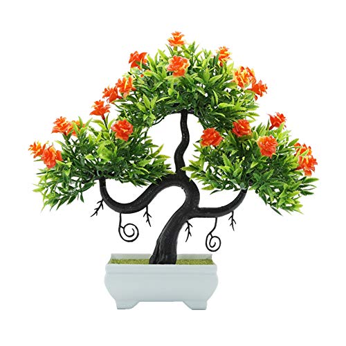 DC CLOUD Fake Pflanzen Künstliche Bonsai Kiefer Pflanze Künstlich Künstliche Blumen Im Topf Fensterbank Deko Kunstpflanzen Klein Für Die Inneneinrichtung orange Cover