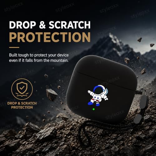 Image of Anvique Silicone Case for OnePlus Buds 4 Pro,Shockproof Protective Cover, Scratch Resistant, Lightweight, Precise Fit with Charging Access (Astronout Lanyard)