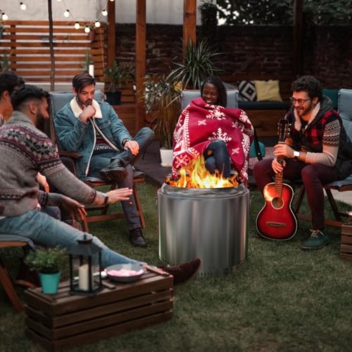 Garvee Portable Smokeless Fire Pit 27" with Stand, Enhanced Airflow, Durable Design, Stainless Steel Stove Wood Burning, Removable Ash Pan, for Camping, Garden, Backyard