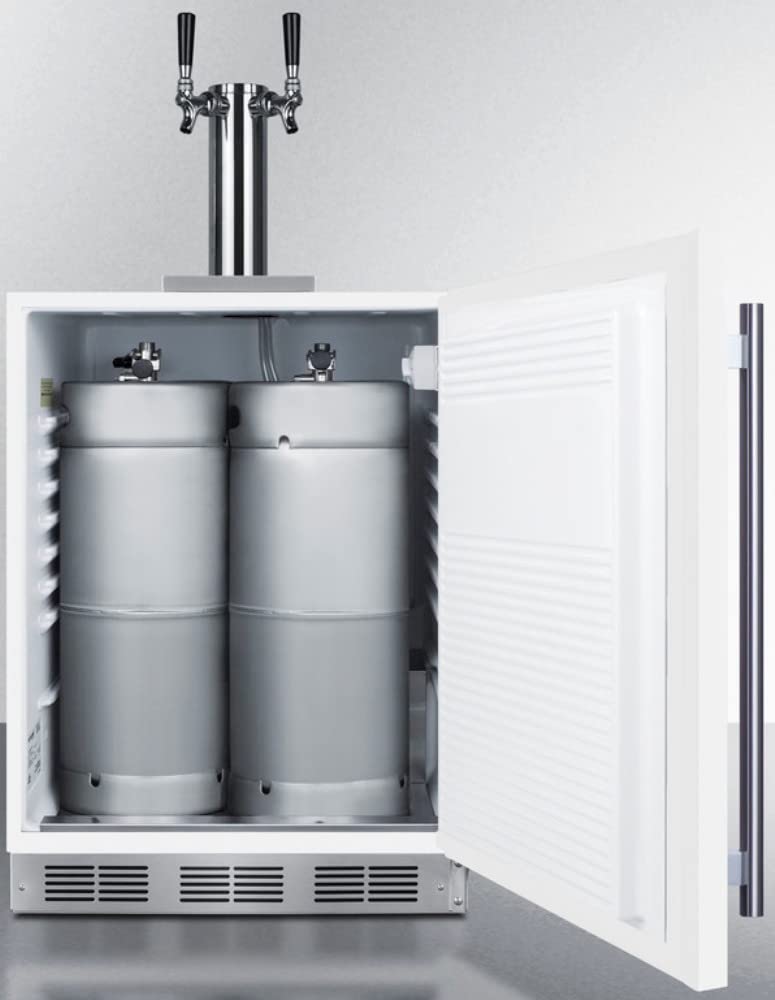 Summit Appliance Sbc58whbiadawkdtwin 24" Wide Built-In Undercounter ADA Height Commercially Listed Dual Tap Wine Dispenser In White With Stainless Steel Handle, Auto Defrost, Adjustable Thermostat on Fridge.com - View 4