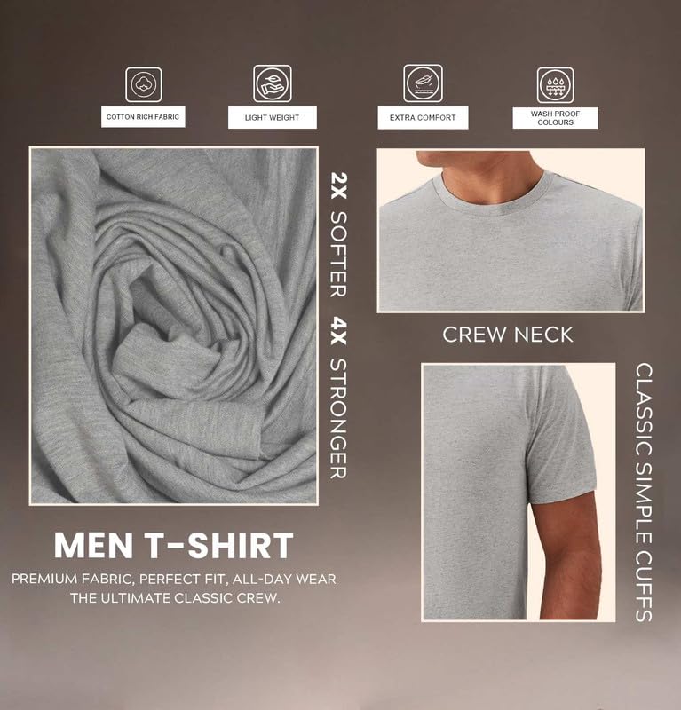 Image of Sleepynuts Men's Regular Fit Round Neck Half Sleeves Solid Casual Wear T-Shirt