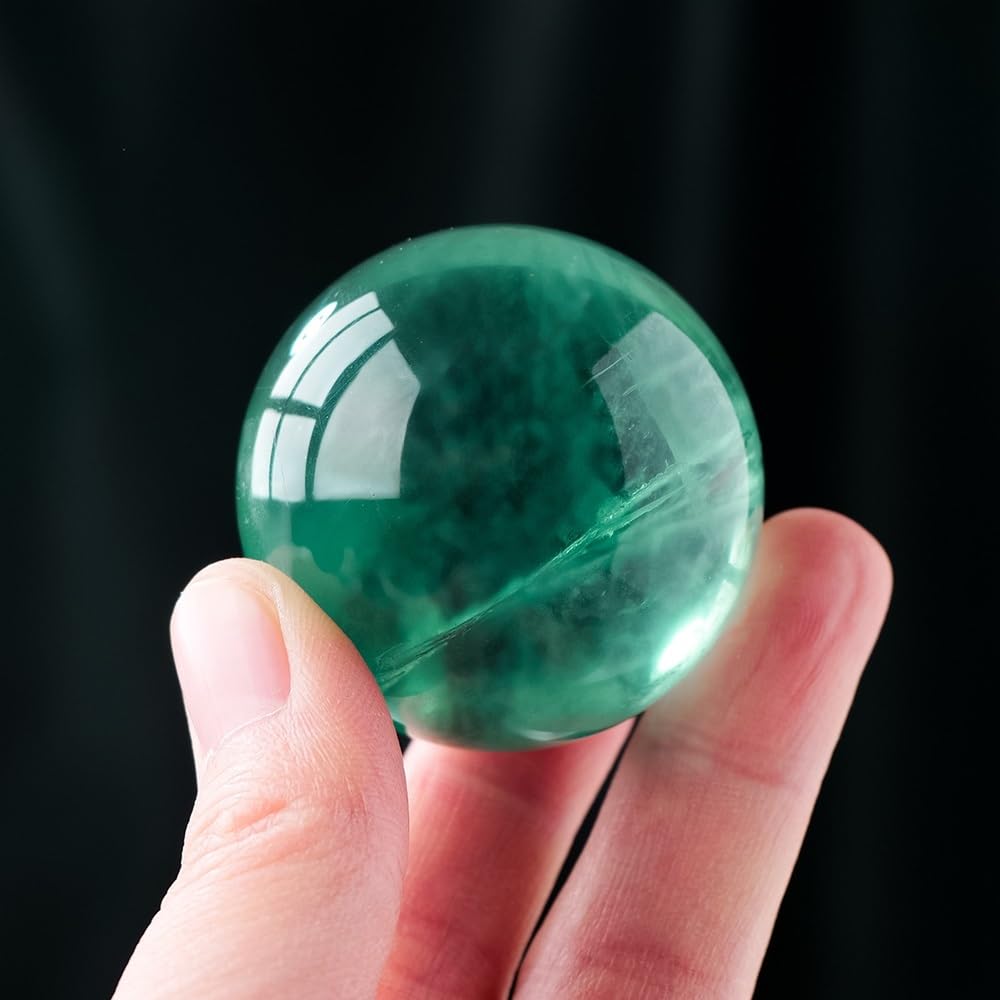 LHAOEEEYG 1PC Polished Green Fluorite Crystal Ball Ornament Quartz Sphere Crafts (Size : 5-6cm)