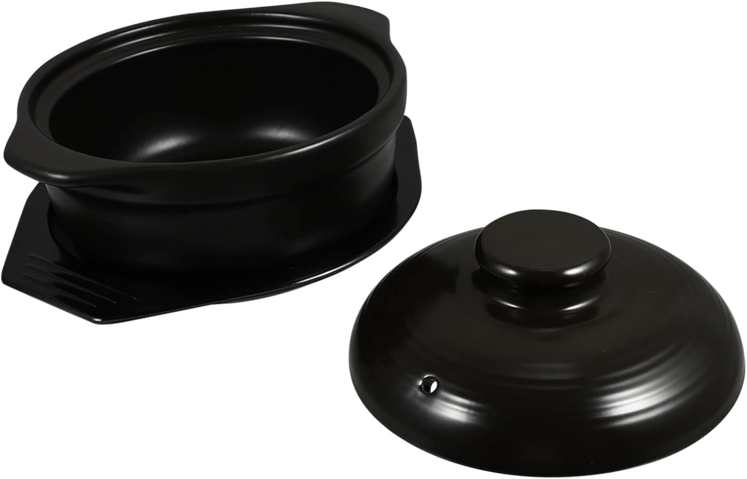 NUOBESTY Ceramic Casserole Stew Pot with Vent and Dual Handles Soup Pot for Rice Cooking Kitchen Cookware for Healthy Meals