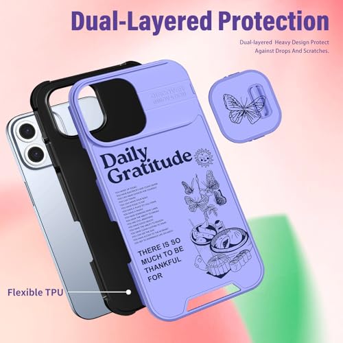 Image of Funermei for iPhone 16 Pro Max Case - Women Girls Cute Phone Cover Girly Pretty Aesthetic Quotes Unique Design with Camera Cover Funda for Apple for iPhone 16 Pro Max Purple Butterfly