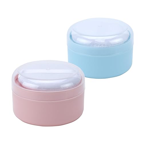 2 unidades de soplo de polvo de cuerpo grande y recipiente con tamiz para bebé después del baño, caja de polvo de talco para mujeres, playa, viajes,