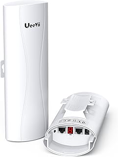 UeeVii Gigabit Wireless Bridge, 5.8GHz 5KM Long Range Ethernet Bridge|1000Mbps WiFi Bridge |14dBi High-gain Antenna |Point to Point Ptmp Outdoor CPE |Dual 1Gbps RJ45 Port |24V PoE, 2 Pack (PtP-CPE688)