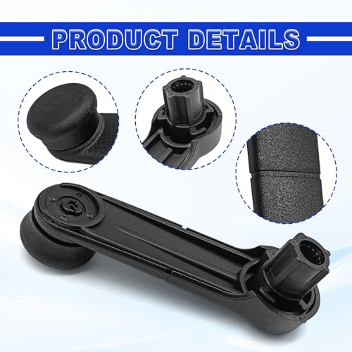 Image of Ford Window Crank Handle Set Front Rear Left Right OEM Style Metal Body Plastic Cover E6DZ5423342A F7UZ1523342AAA Fits 1987-2023 Mustang Bronco F150 F250 F350 Super Duty Econoline Ranger