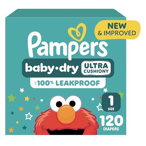 pampers diapers - baby dry - size 1 120 count absorbent disposable infant diaper packaging may vary