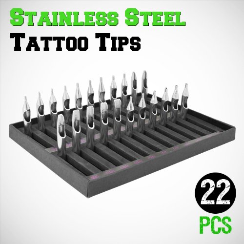 GotHobby 22pcs Stainless Steel Tattoo Tips Rounds Flats
