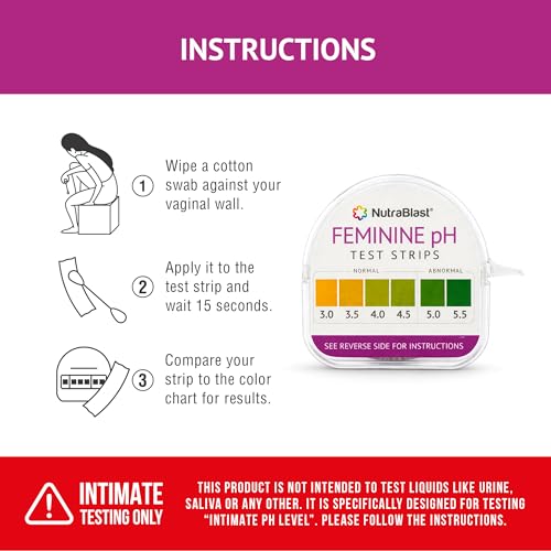 Image of NutraBlast pH Test Strips Kit for Women, Feminine pH Balance Care 100 Tests | Monitor vaginal pH balance and health at home, accurate 3.0-5.5 range, compact resealable tube, fast 15s color read