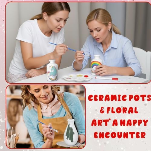 Singhoow 4 Sets Ceramics to Paint Vase DIY Your Own Ceramic Vase Art Project White Painting Decorating Kit Paintable Unpainted Plaster for Adults Porcelain Decorating Kit Holiday Supplies(Classic) by Singhoow - Image 5