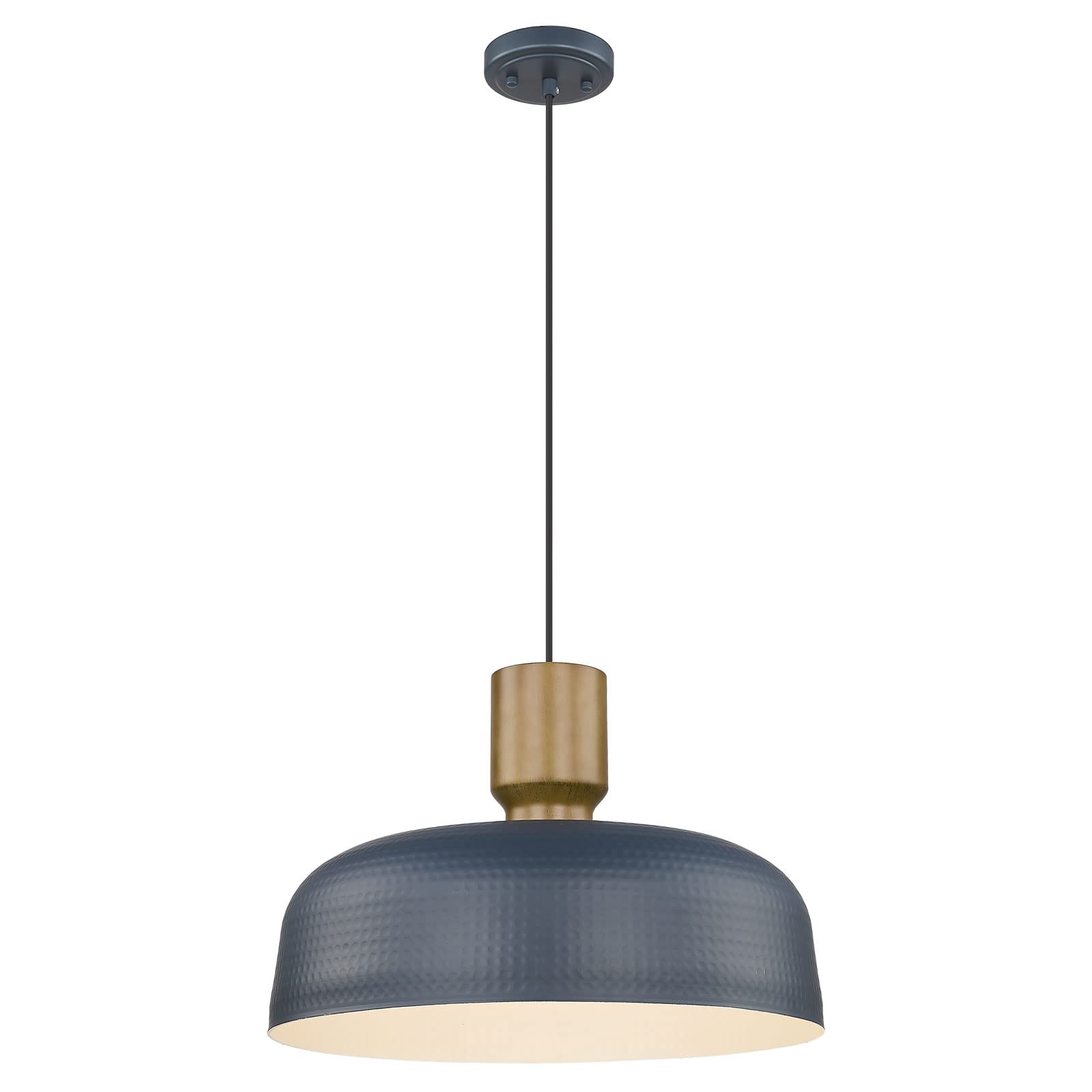 Luminzone Farmhouse Pendant Lights, Adjustable Hanging Light Fixtures with Hammered Metal Shade, 18.1 inch Pendant Lighting for Kitchen Island, Blue