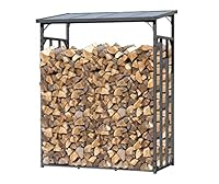 QUICK STAR Metall Kaminholzregal Außen 143 x 70 x 185 cm, Basic - 30 mm Stahlprofil, Anthrazit, Wetterfest, Kapazität 1,8 m³ (2,5 SRM), XL Garten Kaminholzunterstand Stapelhilfe