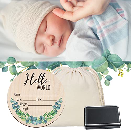 Baby Announcement Sign Newborn Footprint Sign Newborn Announcement Disc Birth Stats Sign For Hospital Newborn Photo Prop (Style 1) #TOP4