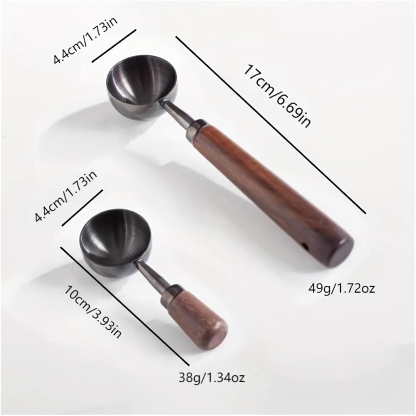 Walnut Wood Coffee Scoop Stainless Steel Long Handle Measuring Spoon for Coffee Tablespoon Kitchen Tool Cafe Accessories(3pcs(4ml+8ml=25ml))