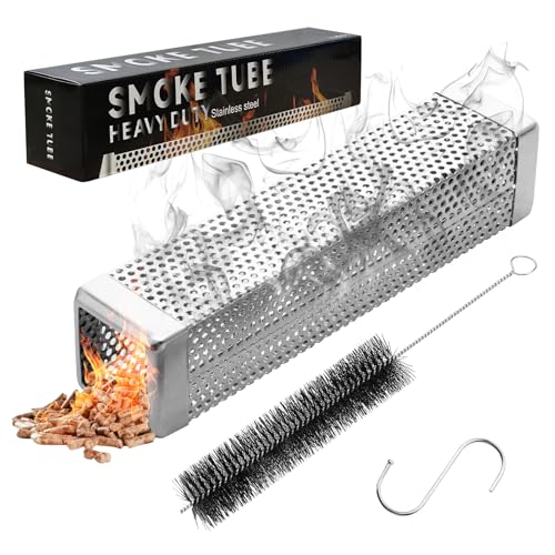 SHIKORI Smoke Tube for Pellet Smoker, 10 inch Smoker Tube for Pellet Grill - Hot or Cold Smoker Accessories for Grilling, Premium Stainless Steel Portable Barbecue Smoking Tube-1Pcs