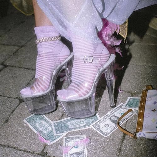 WUXIN H&P Women's 7 Inch Clear Platform Heels - Ankle-Strap Sexy Pole Dance High Heel, Exotic Dancer Shoes Stiletto 6-8 Inch2