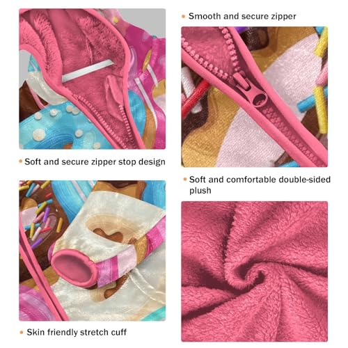 OTVEE Colored Glazed Donuts Kids Hoodie Jacket Fall Spring Full Zip Warm Outwear Coat3