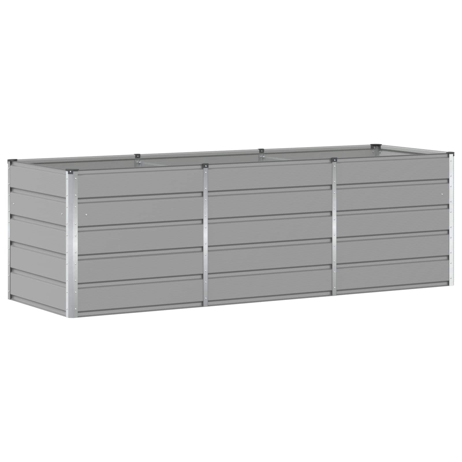 Donica Jasnoszary 240 x 80 x 75 cm Stal nowoczesna donica ogrodowa tarasowa wytrzymała stal industrialny design minimalistyczny pojemnik na rośliny duża ozdoba zewnętrzna i wewnętrzna łatwy montaż