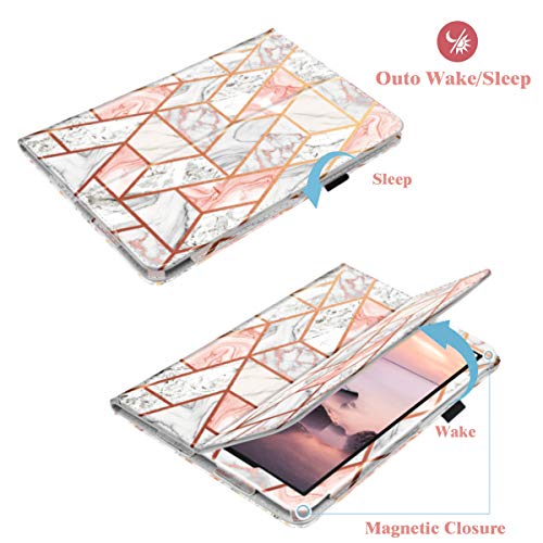 Fingic Galaxy Tab A 10.1 Case 2019 T510/T515/T517 Pu Leather Marble Design Ultra Slim Fit Folio Stand Smart Cover Case For Samsung Galaxy Tab A 10.1 Inch 2019 Tablet Sm-T510 Sm-T515 Sm-T517, Rose Gold #TOP3