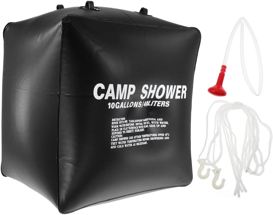 1 Set Solar Heating Shower Bag Outdoor Camping Water Bag for Warm Showers Anywhere Nozzle and Hose for Hiking and Beach Activities
