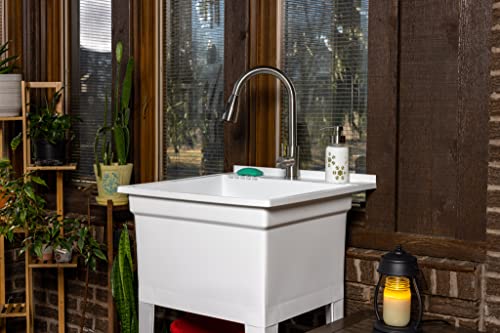 Utilitysinks Usa-Made Plastic Freestanding 24 In X 24-Inch Utilitytub Heavy Duty Compact Utility Sink Ideal For Workshop, Laundry Room, Garage, Greenhouse, Pet Wash Station (White) #TOP7