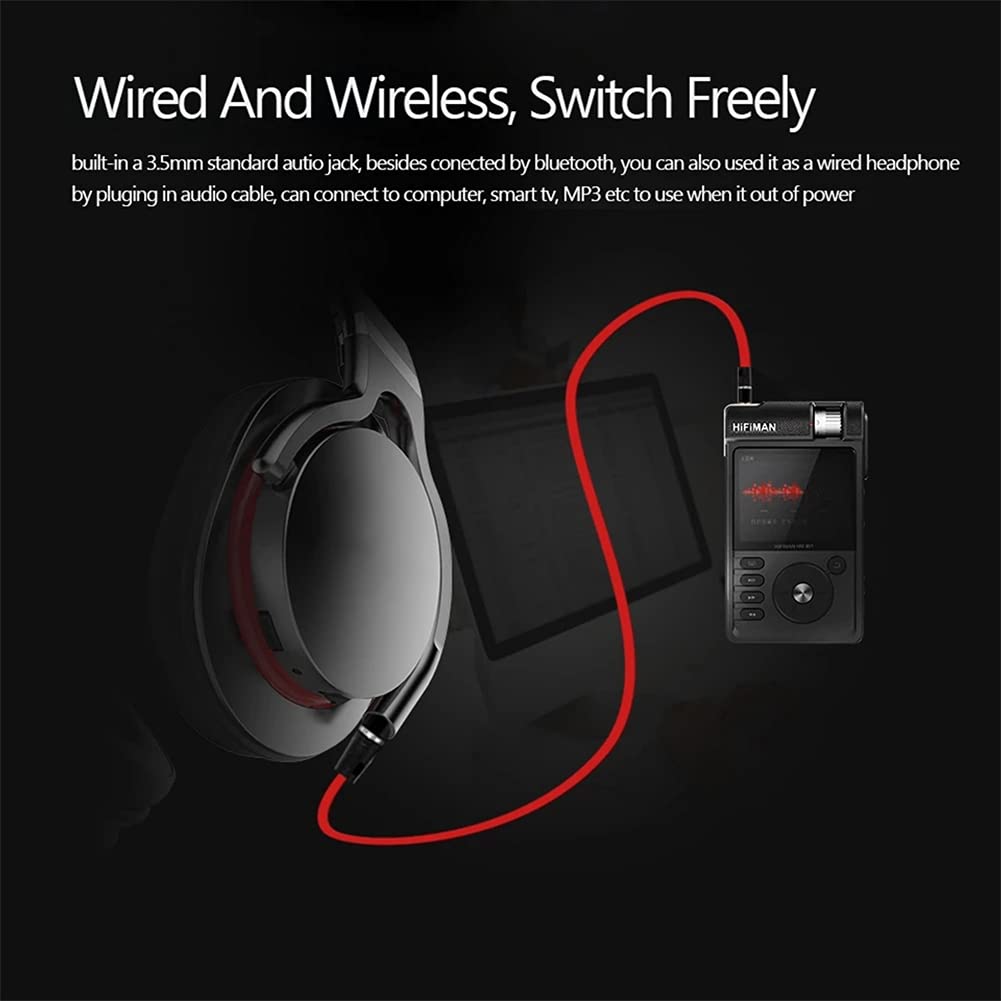Bezprzewodowe słuchawki nauszne, słuchawki sportowe Bluetooth, Hi-Res audio, głębokie basy, puchar do uszu z pianki pamięci, dla długotrwałego noszenia,Black
