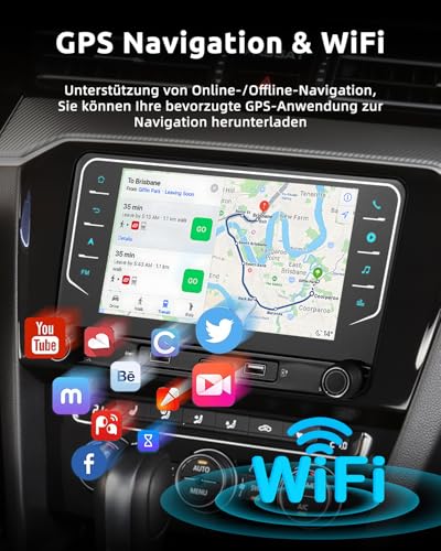 ESSGOO 4+64G Autoradio mit Wireless Carplay und Android Auto Für VW Golf 5 6 Plus Touran Tiguan EOS Passat Polo, 7 Zoll Auto Radio Display mit Bluetooth, Voice Control, Mirror Link, FM, SWC