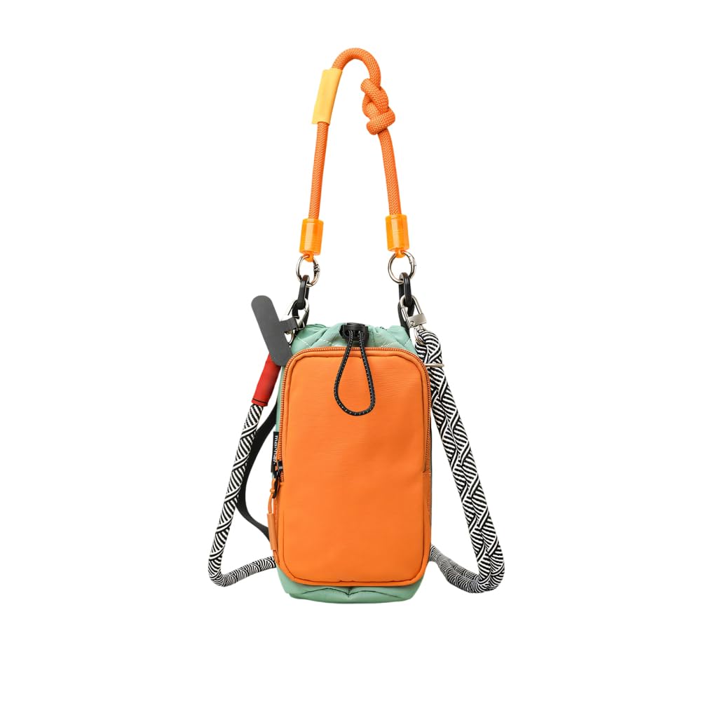 MiOYOOW Water Bottle Carrier Bag, Nylon Insulated Bottle Holder with Adjustable Shoulder Strap & Phone Pocket, Crossbody Pouch for Walking Hiking