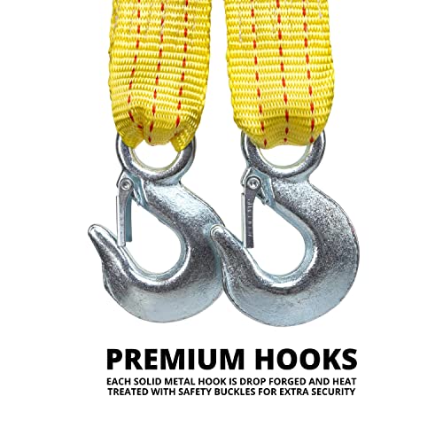 NEIKO 51005A HeavyDuty Tow Strap with Hooks, 2 Inches by 20 Feet