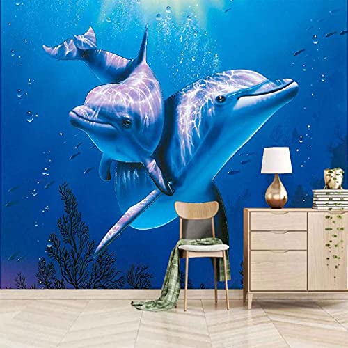 Papier peint autocollant dauphin bleu poster mural 3D
