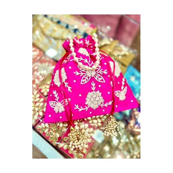 Potli Bags with Handwork – Traditional Silk Pouch with Drawstring Closure - Image 4
