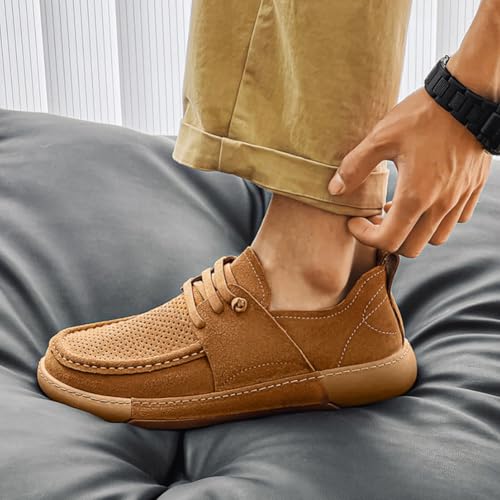 Chaussures décontractées pour hommes en daim mat à tête large