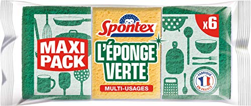 SPONTEX - L'éponge verte - 6 éponges grattantes vertes - Economique